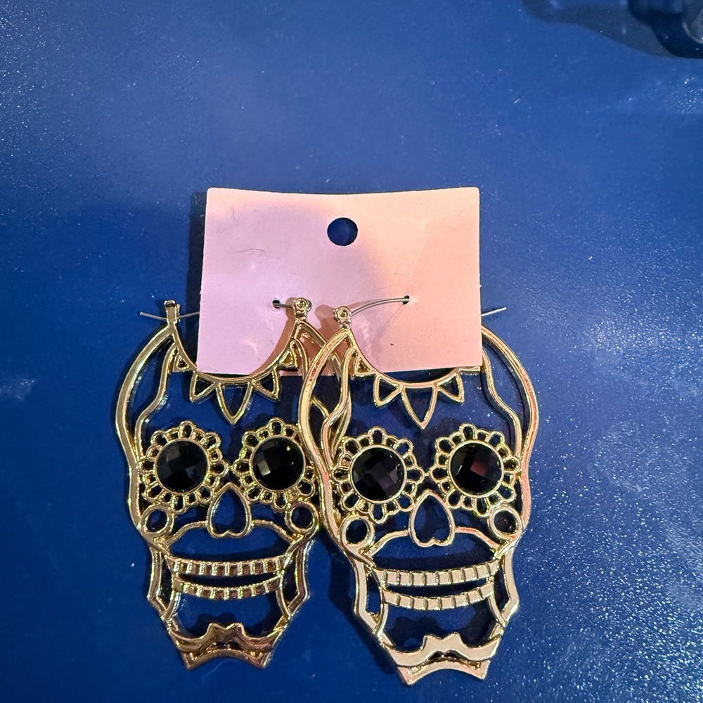 Gold Skull Earrings